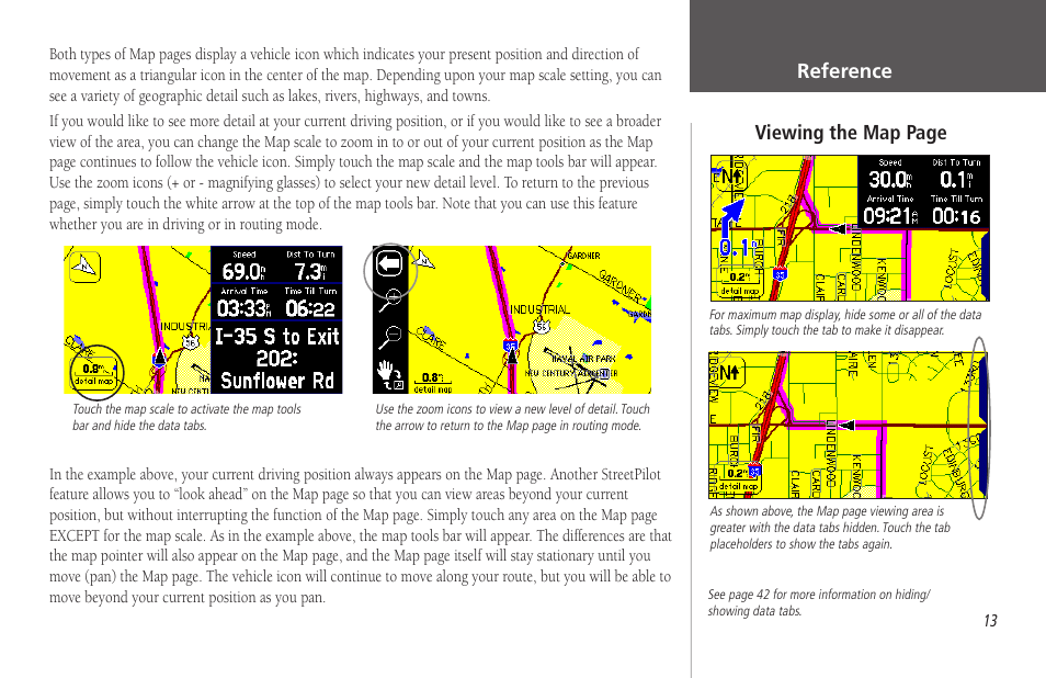 Reference, Viewing the map page | Garmin StreetPilot 2650 User Manual | Page 23 / 95