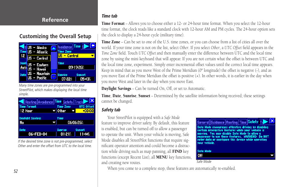 Reference, Customizing the overall setup | Garmin StreetPilot 2650 User Manual | Page 62 / 95