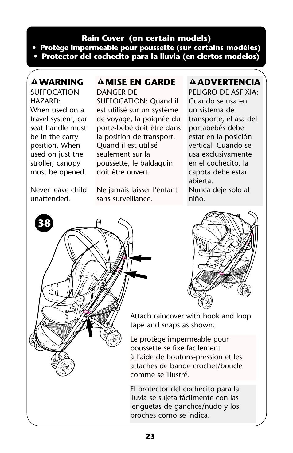Advertencia, Warning, Mise en garde | Graco ISPA144AA User Manual | Page 23 / 121