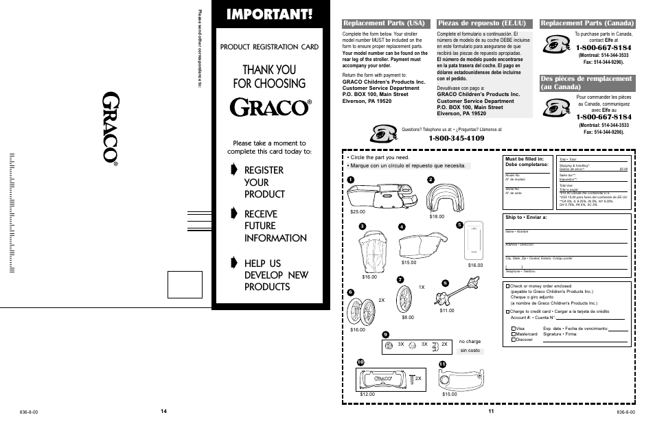 Important, Register, Your | Product, Receive, Future, Information, Help us, Develop new, Products | Graco 7586 User Manual | Page 14 / 116