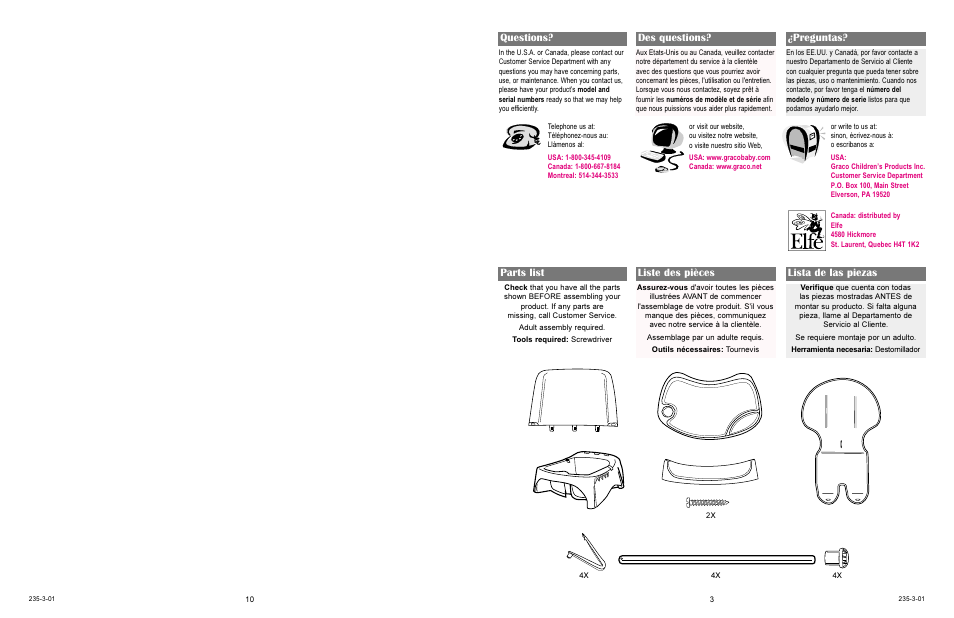 Parts list liste des pièces lista de las piezas, Questions? des questions? ¿preguntas | Graco 3180 User Manual | Page 3 / 10