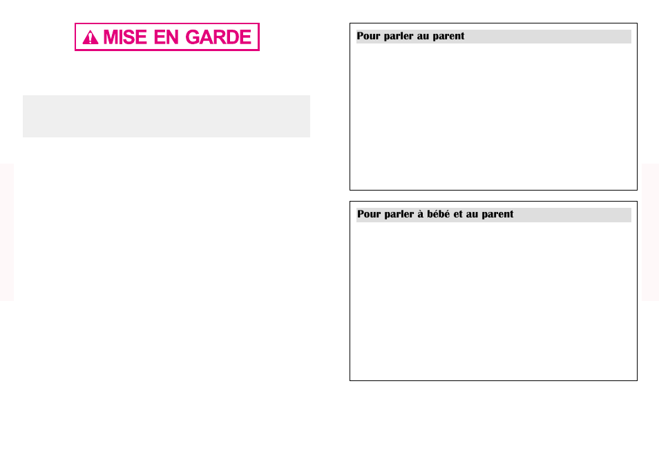 Pour parler à bébé et au parent, Pour parler au parent | Graco Nursery Monitor User Manual | Page 12 / 27