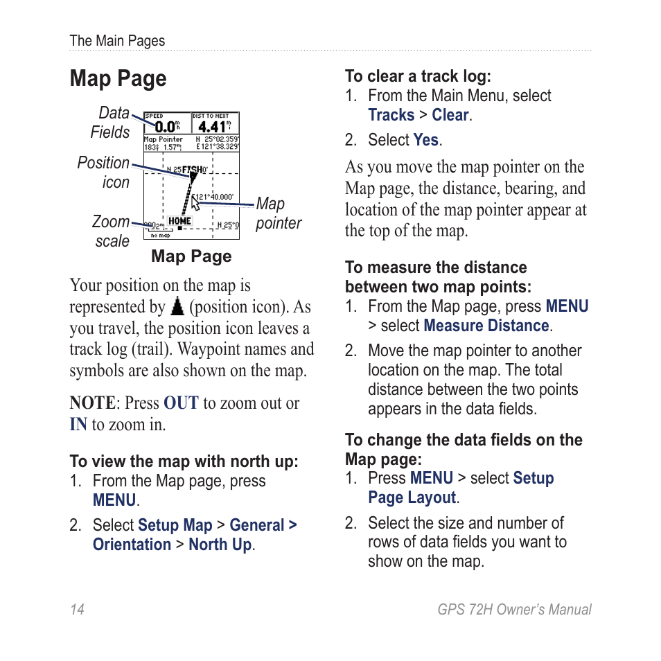 Map page | Garmin GPS 72H User Manual | Page 20 / 56