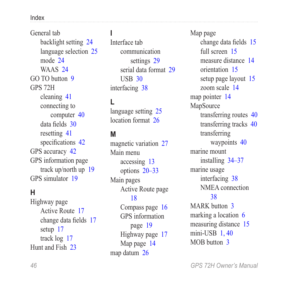 Garmin GPS 72H User Manual | Page 52 / 56