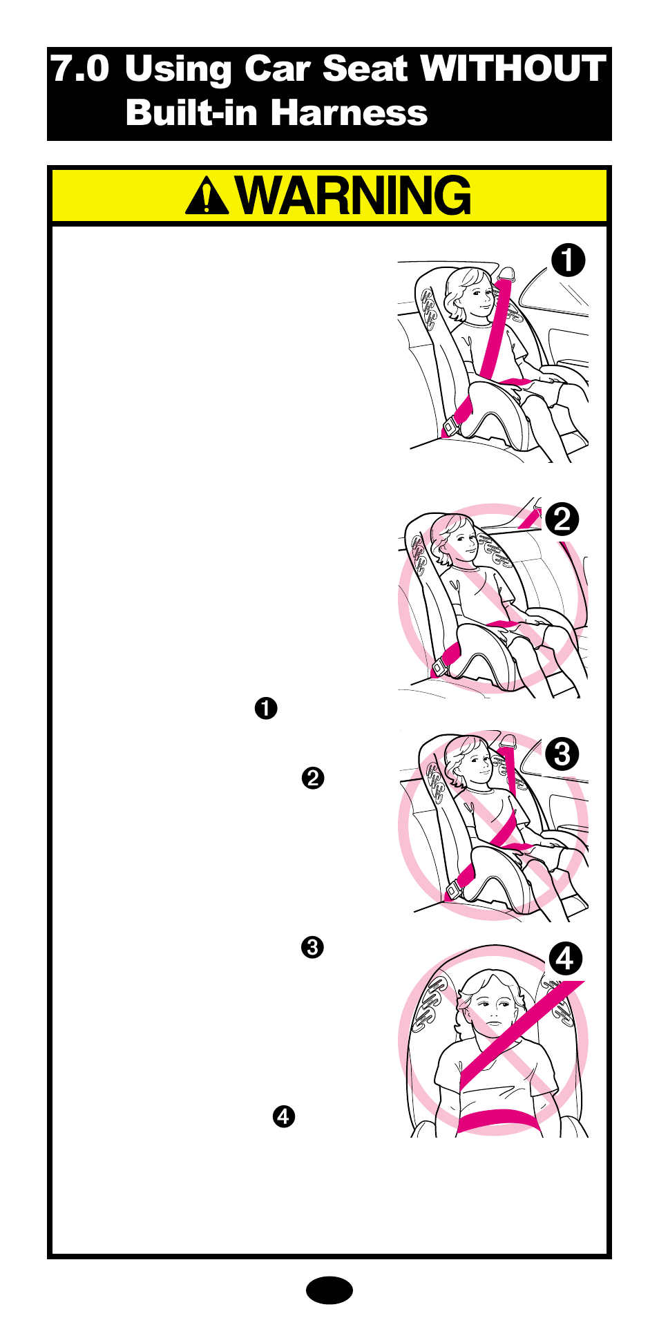 Кл м н, 0 using car seat without built-in harness | Graco 8487 User Manual | Page 28 / 83