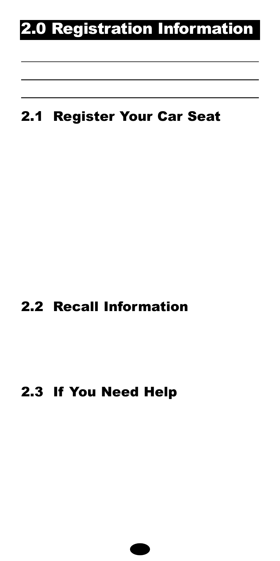 0 registration information, 1 register your car seat 2.3 if you need help, 2 recall information | Graco 8487 User Manual | Page 4 / 83