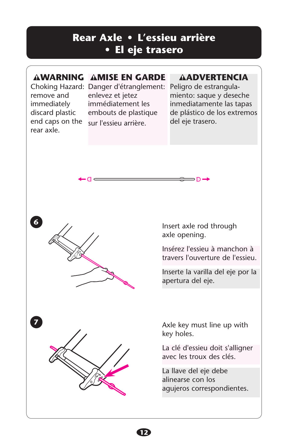 Rear axle • l’essieu arrière • el eje trasero | Graco ISPA216AB User Manual | Page 12 / 40