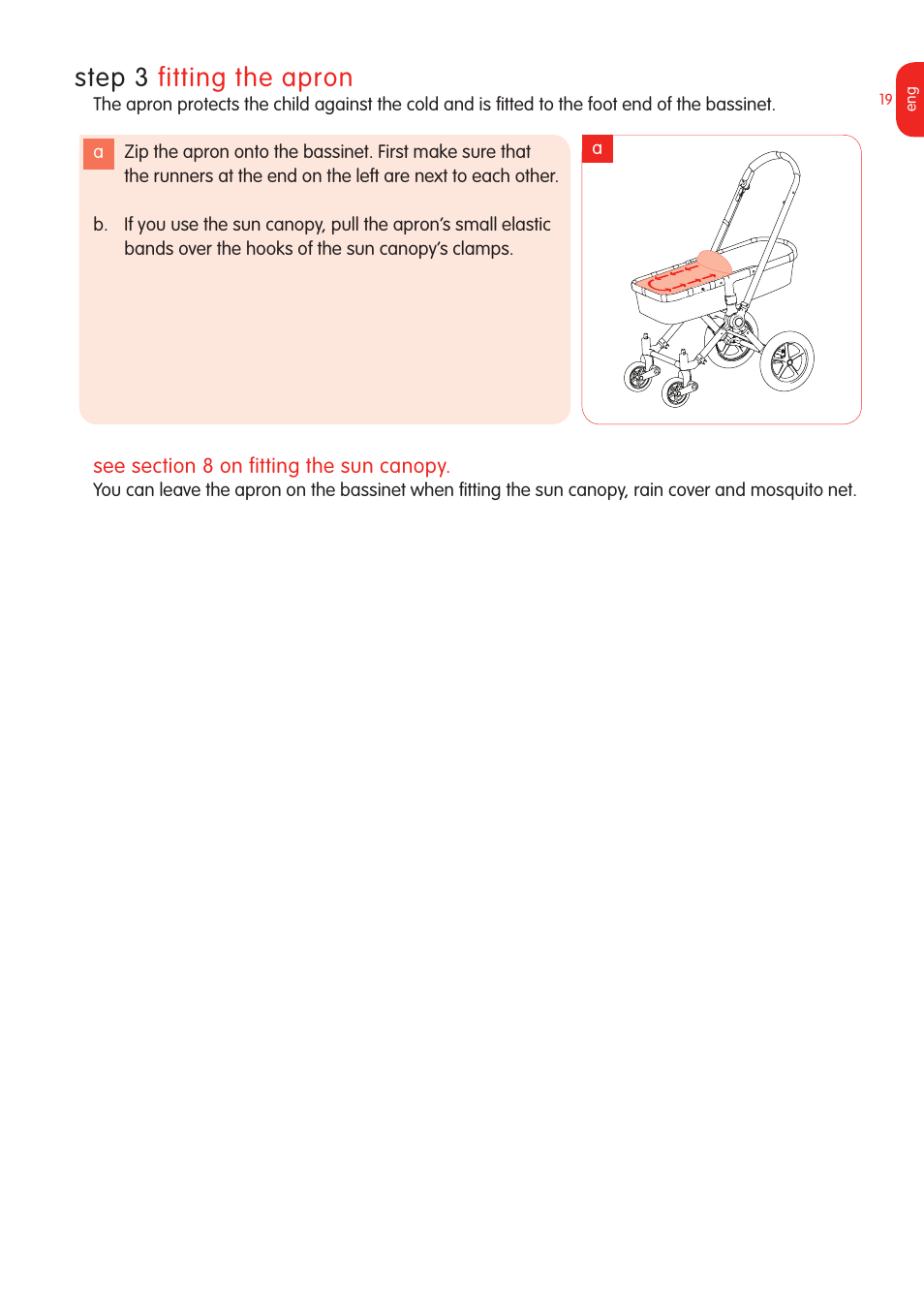 Step  fitting the apron | Graco Bugaboo Stroller User Manual | Page 21 / 42