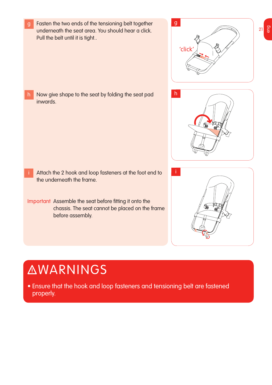 Warnings | Graco Bugaboo Stroller User Manual | Page 23 / 42