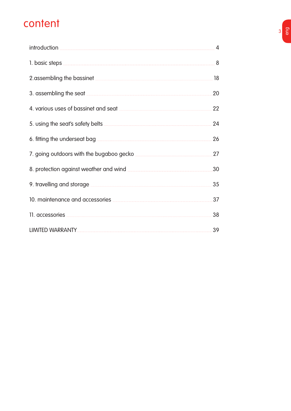 Content | Graco Bugaboo Stroller User Manual | Page 5 / 42
