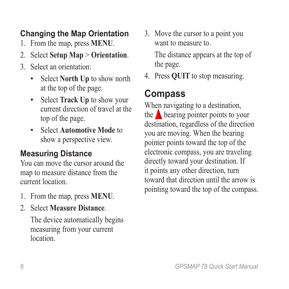 Compass | Garmin GPSMAP ® 78 series User Manual | Page 6 / 12