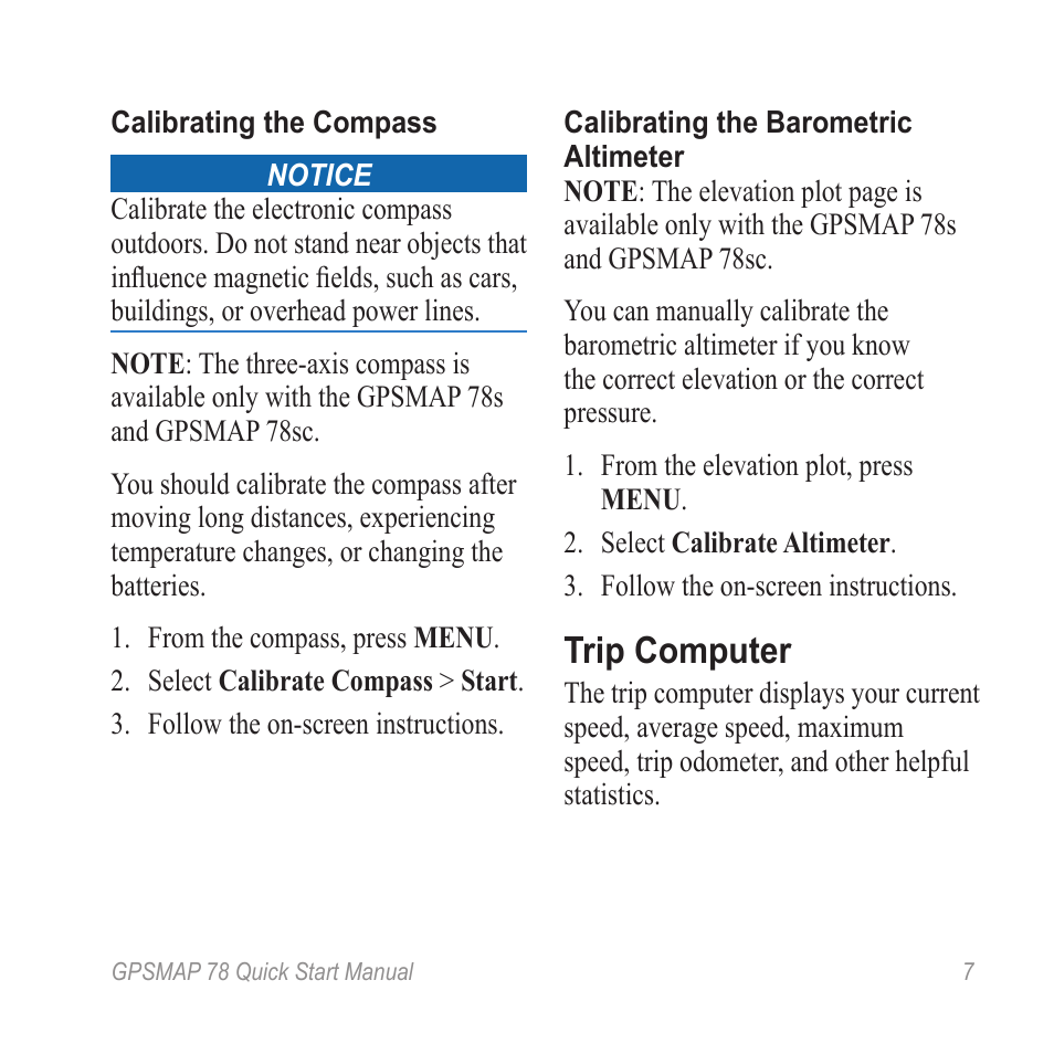Trip computer | Garmin GPSMAP ® 78 series User Manual | Page 7 / 12