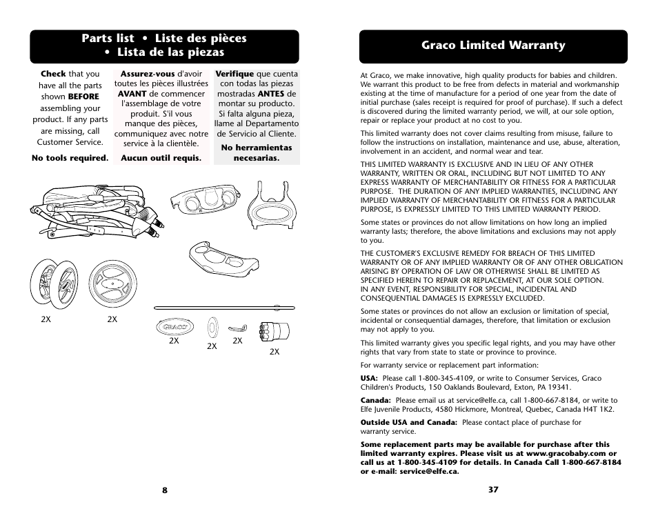 Graco limited warranty | Graco ISPA001AC User Manual | Page 37 / 44