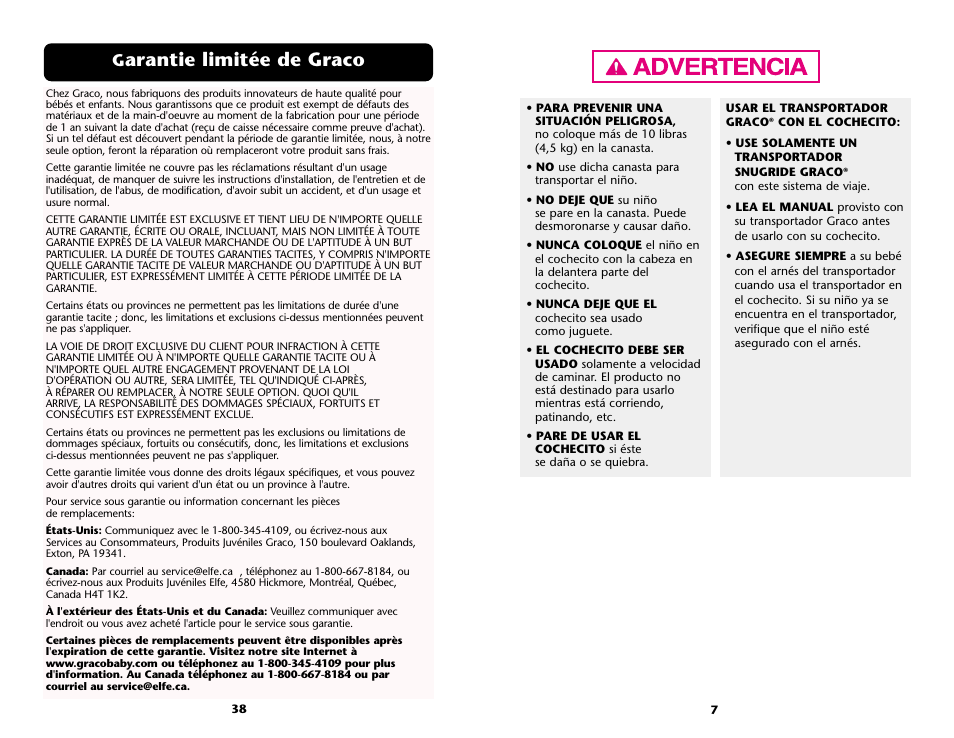 Arantie limitée de graco | Graco ISPA001AC User Manual | Page 38 / 44