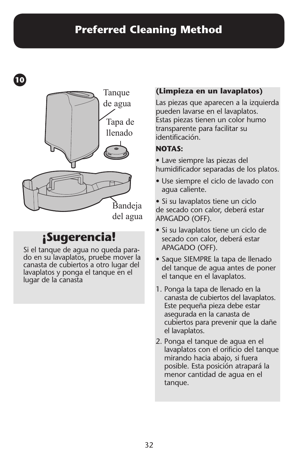 Sugerencia, Preferred cleaning method | Graco ISPD023AB User Manual | Page 32 / 40