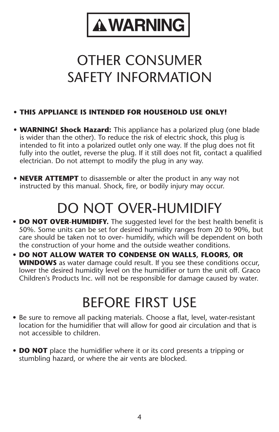 Before first use | Graco ISPD023AB User Manual | Page 4 / 40