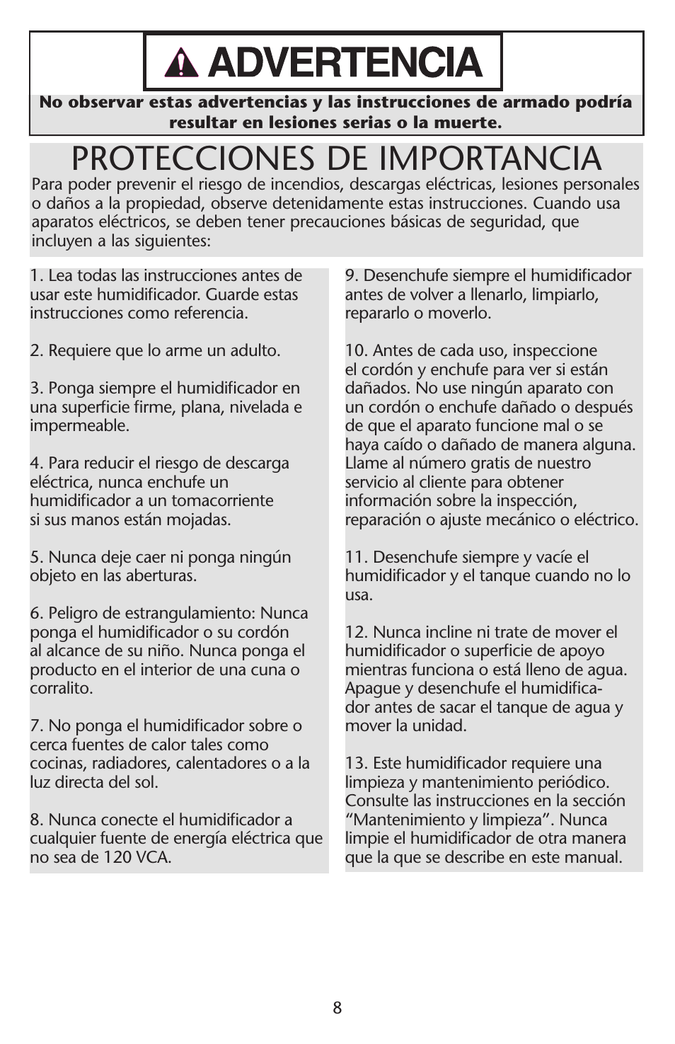 Protecciones de importancia | Graco ISPD023AB User Manual | Page 8 / 40