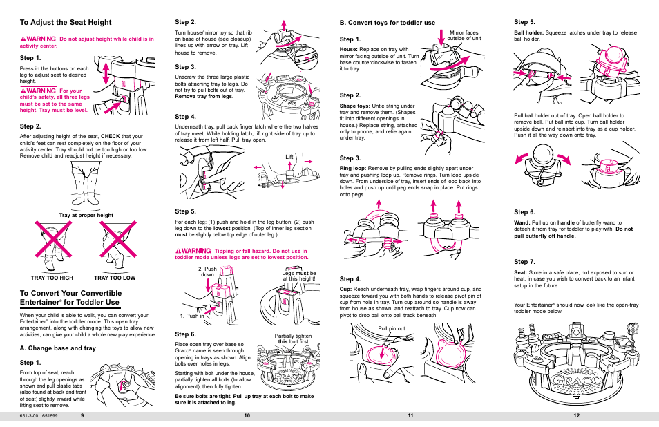 For toddler use | Graco 4650 User Manual | Page 5 / 7