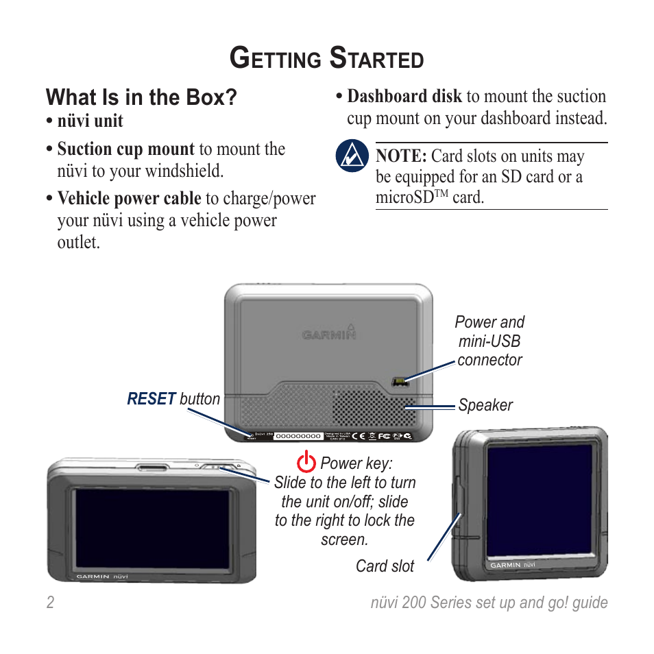 Getting started, What is in the box | Graco NUVI R NVI 200 User Manual | Page 2 / 16