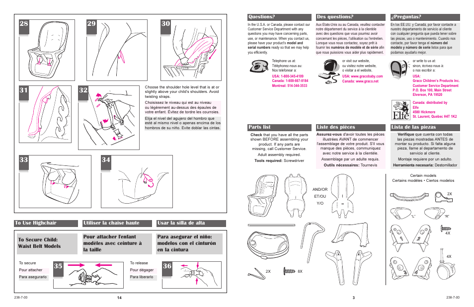 Parts list liste des pièces lista de las piezas, Questions? des questions? ¿preguntas | Graco 3645 User Manual | Page 14 / 16