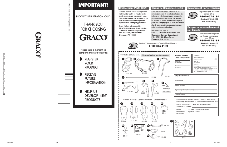 Important, Register, Your | Product, Receive, Future, Information, Help us, Develop new, Products | Graco 3645 User Manual | Page 7 / 16