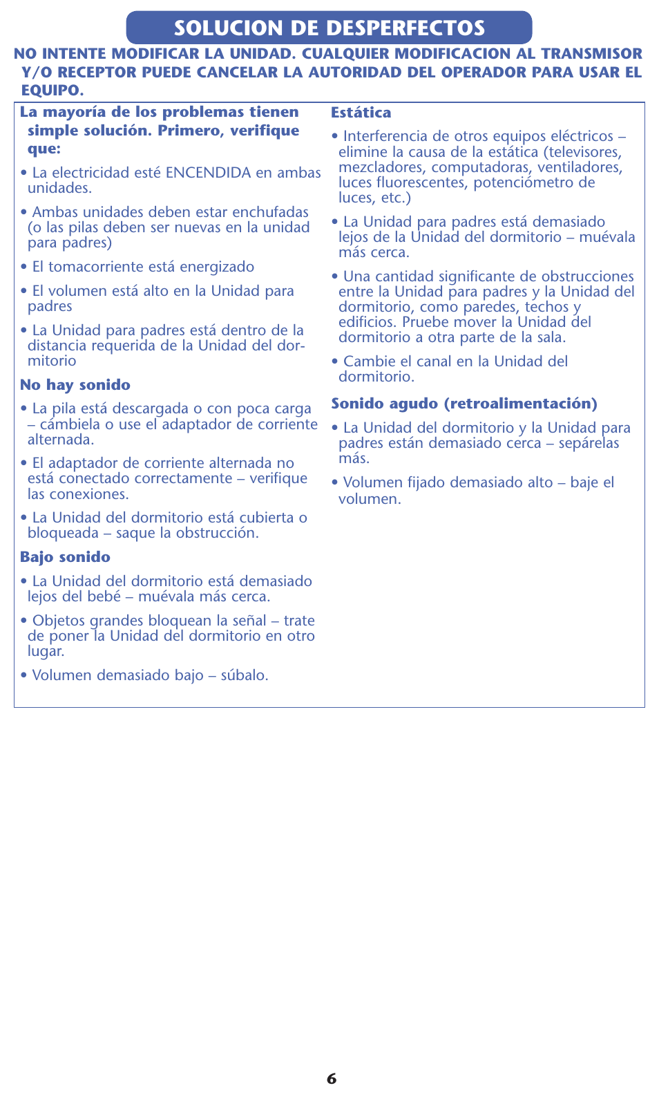 Solucion de desperfectos | Graco 2L00 User Manual | Page 12 / 12