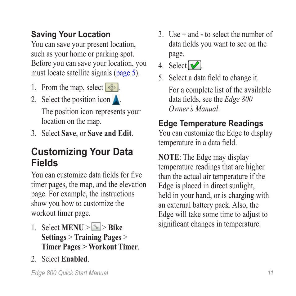 Customizing your data fields | Graco 800 User Manual | Page 13 / 16
