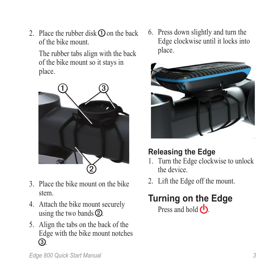 Shown on, Or the handlebars, Turning on the edge | Graco 800 User Manual | Page 5 / 16