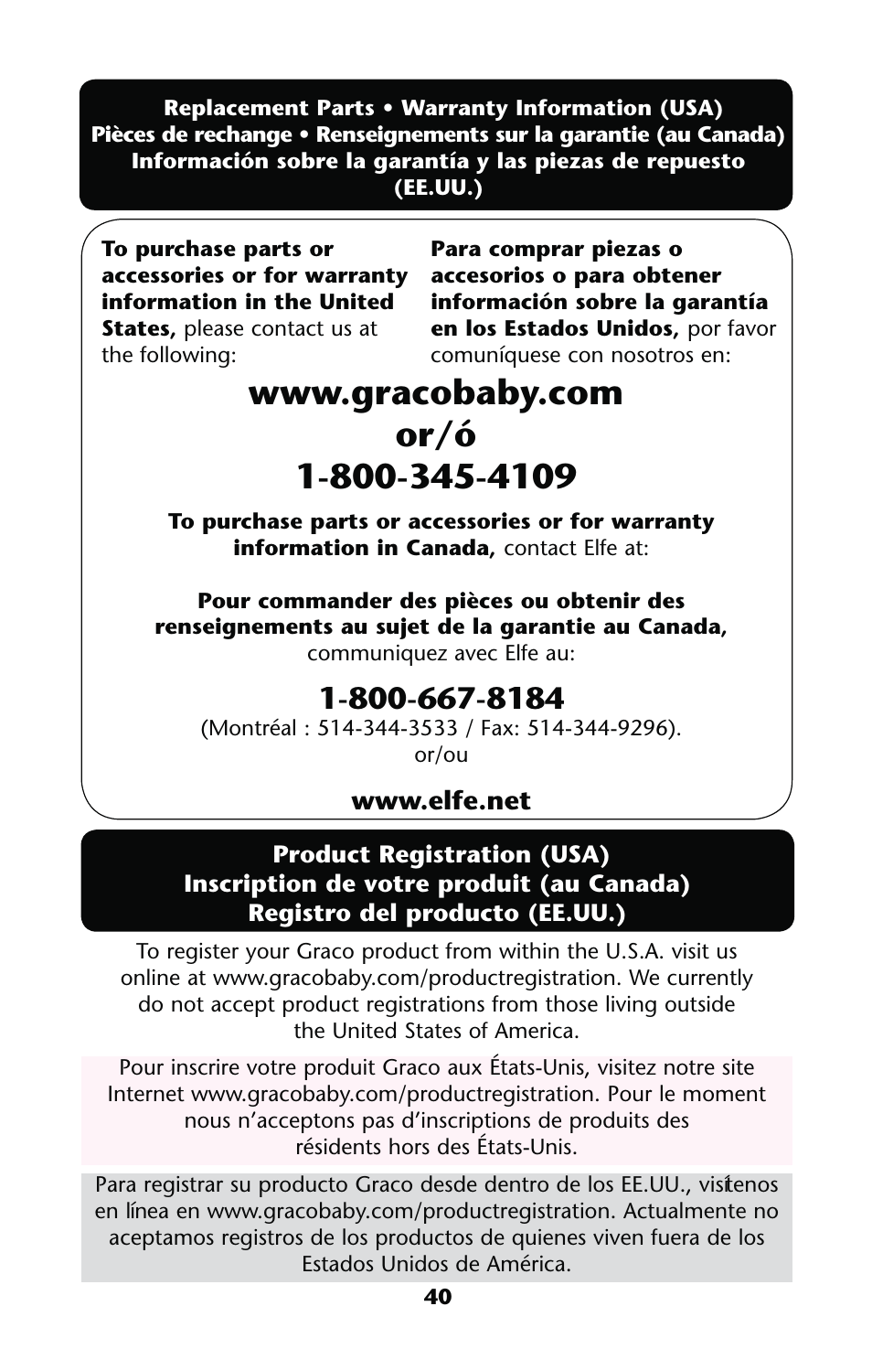 Graco 1763442 User Manual | Page 40 / 40