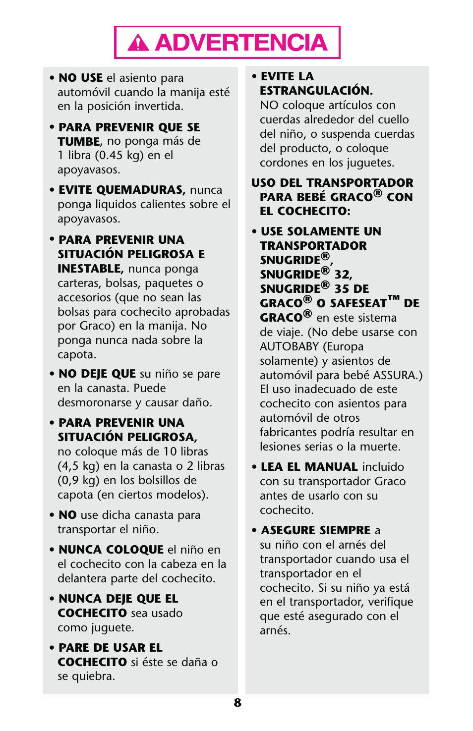 Graco 1763442 User Manual | Page 8 / 40