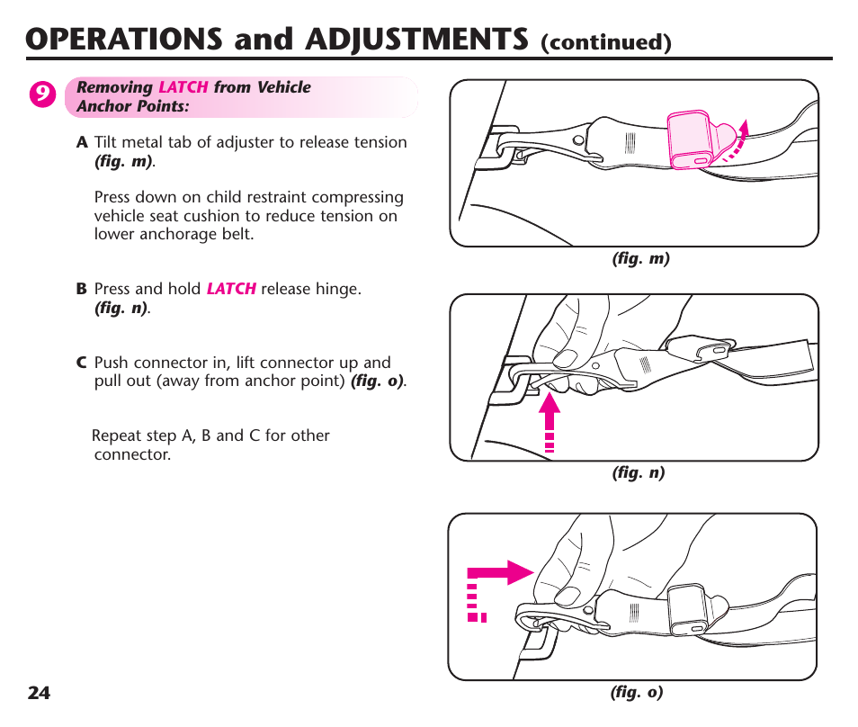 Operations and adjustments, Continued) | Graco ComfortSport User Manual | Page 26 / 92