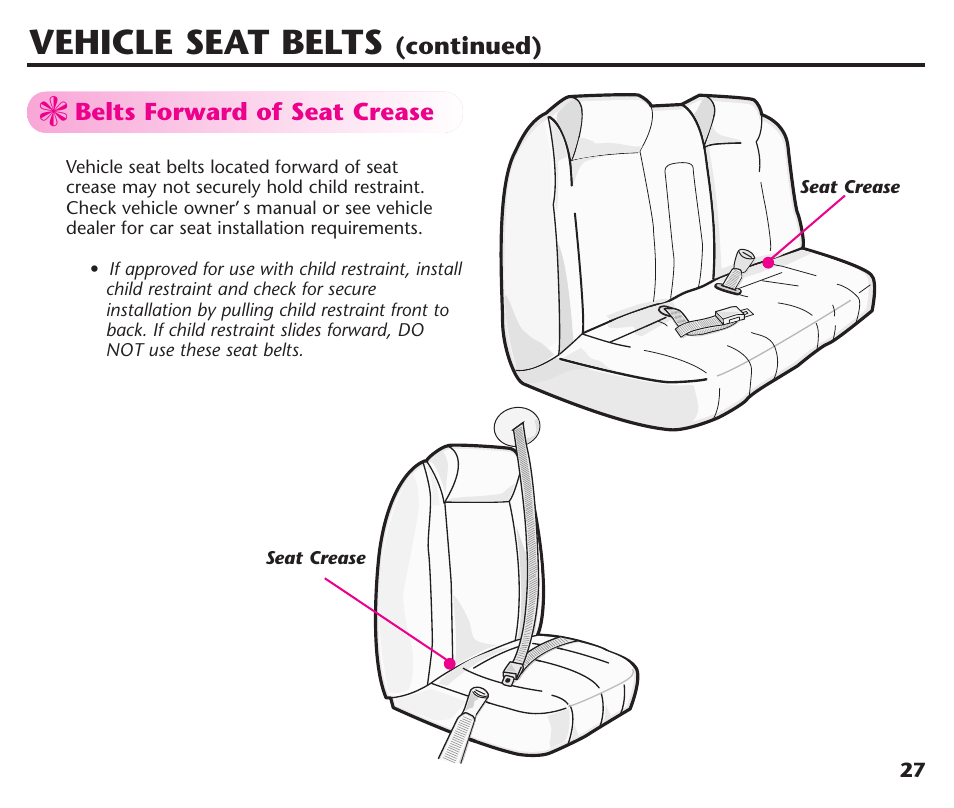 Vehicle seat belts | Graco ComfortSport User Manual | Page 29 / 92