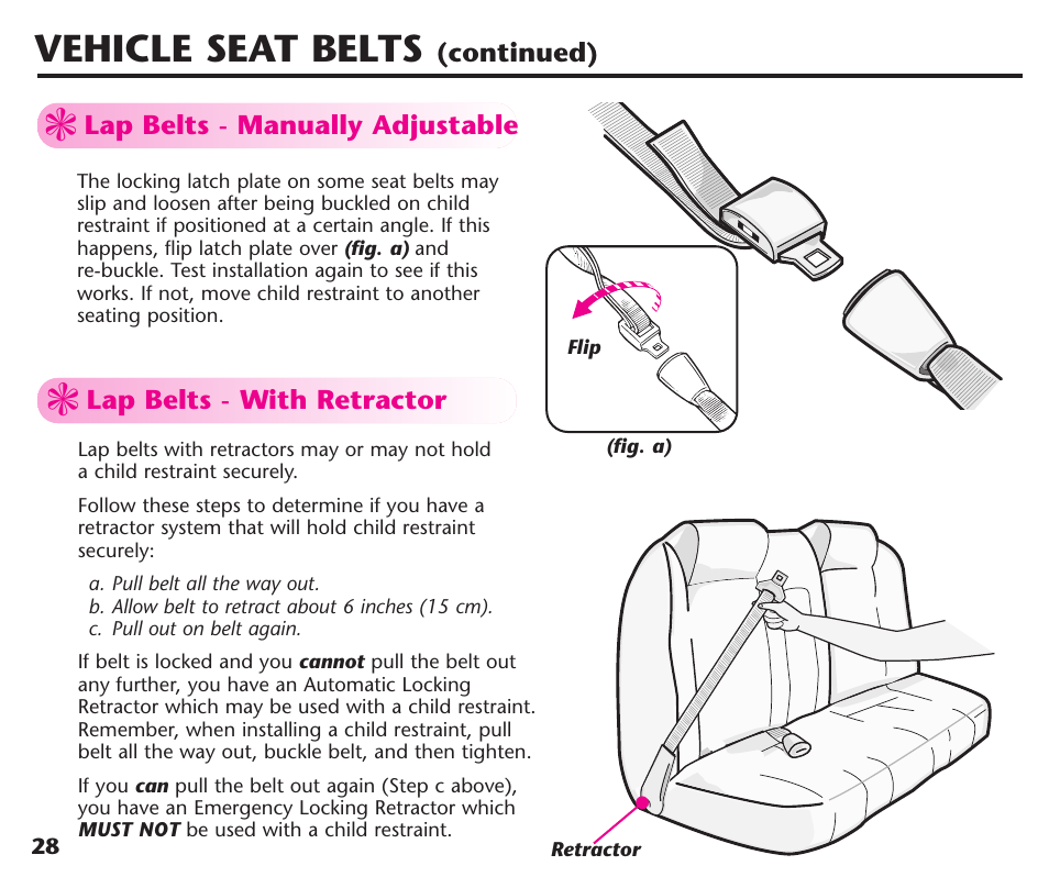 Vehicle seat belts | Graco ComfortSport User Manual | Page 30 / 92