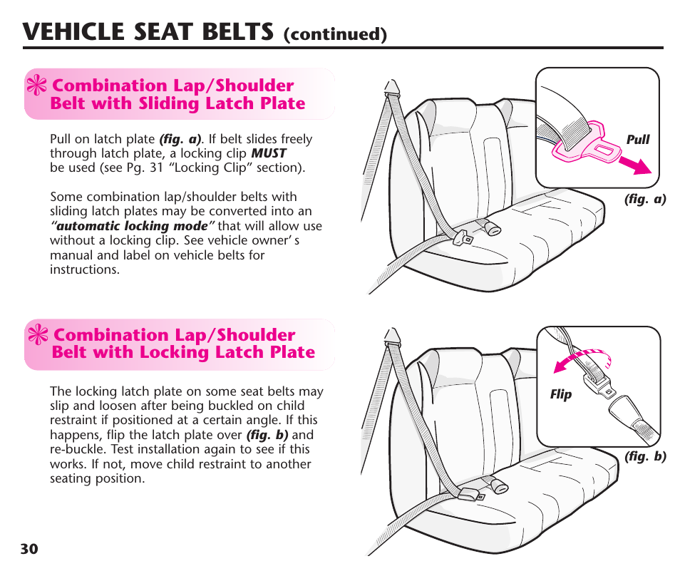 Vehicle seat belts | Graco ComfortSport User Manual | Page 32 / 92