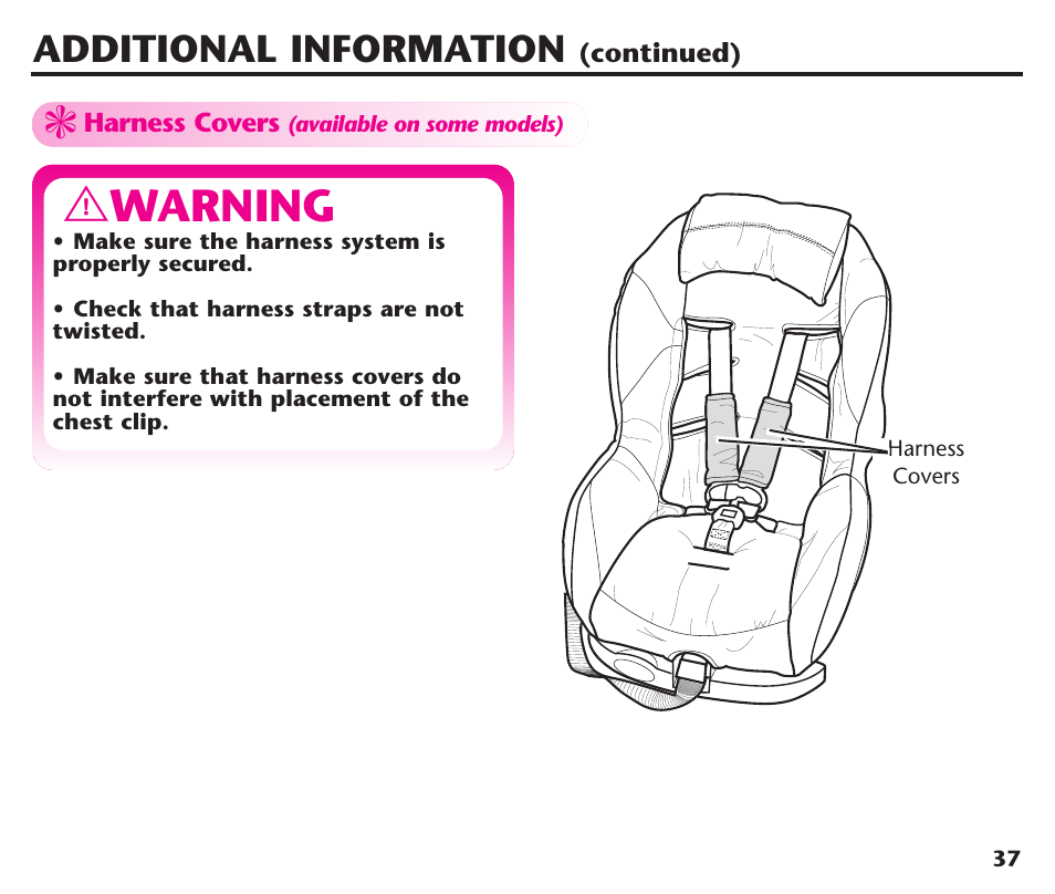 Warning, Additional information | Graco ComfortSport User Manual | Page 39 / 92