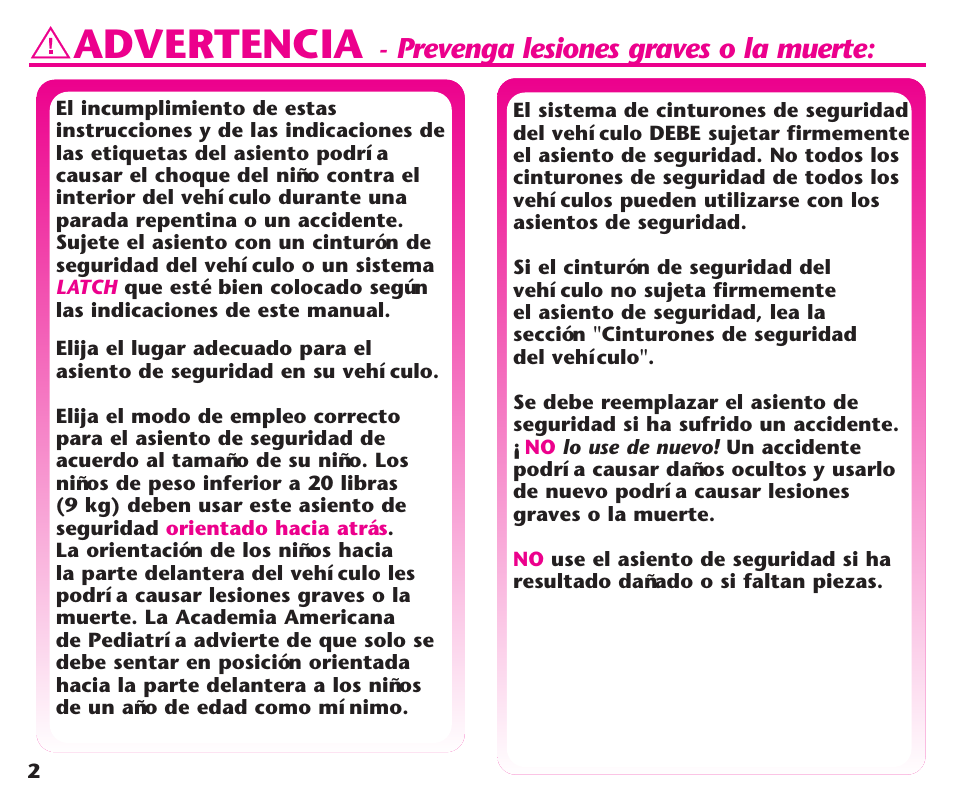 Advertencia, Prevenga lesiones graves o la muerte | Graco ComfortSport User Manual | Page 48 / 92