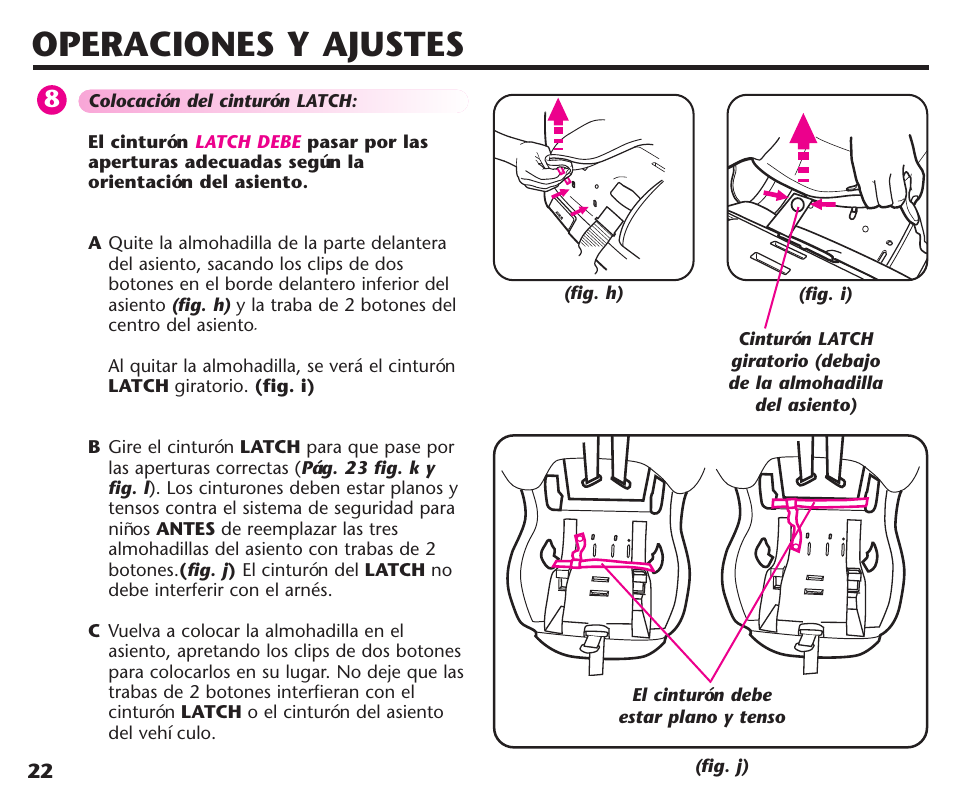 Operaciones y ajustes | Graco ComfortSport User Manual | Page 68 / 92