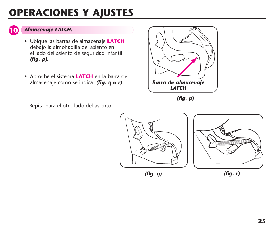 Operaciones y ajustes | Graco ComfortSport User Manual | Page 71 / 92