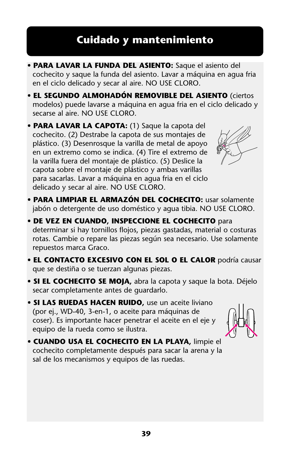Cuidado y mantenimiento | Graco ISPA108AA User Manual | Page 39 / 140