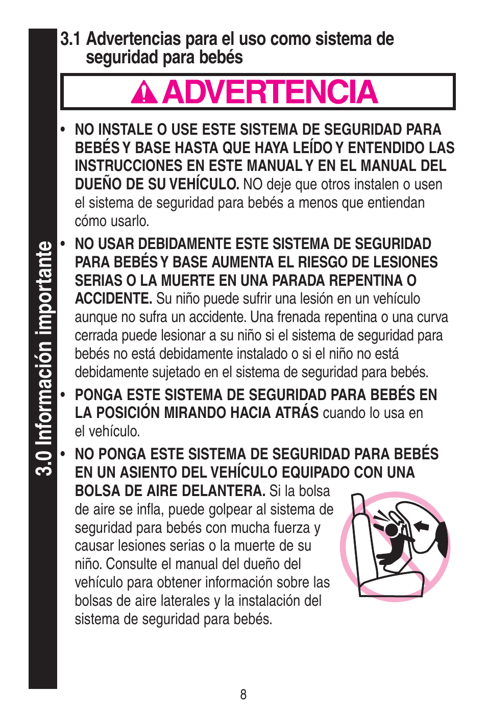 A advertencia | Graco SNUGRIDE 30 PD115793C User Manual | Page 52 / 88