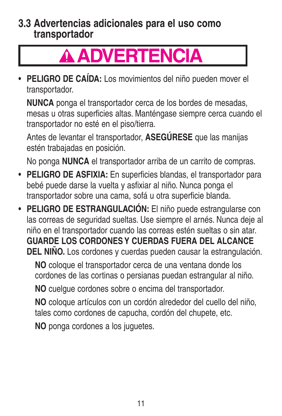 A advertencia | Graco SNUGRIDE 30 PD115793C User Manual | Page 55 / 88