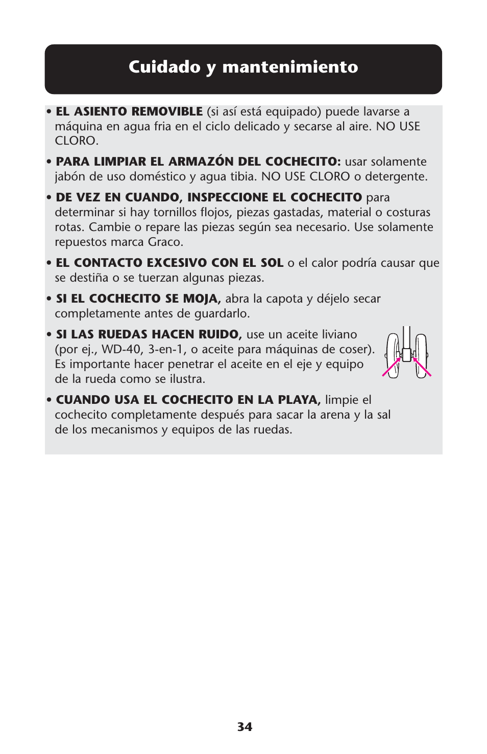 Cuidado y mantenimiento | Graco ISPA135AB User Manual | Page 34 / 161