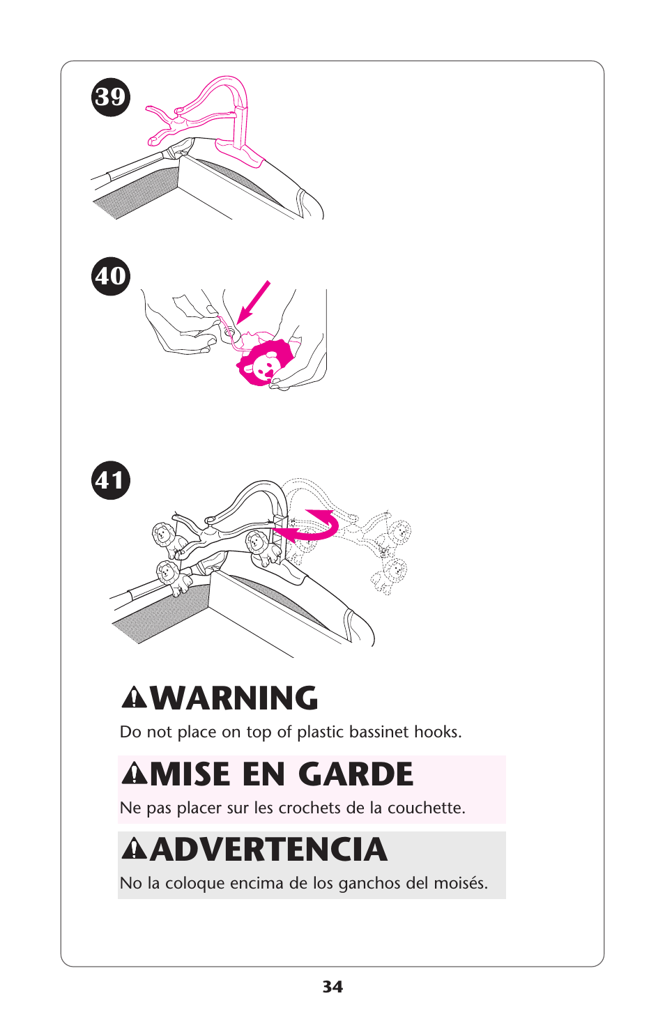 Warning, Advertencia, Mise en garde | Graco ISPP077AB User Manual | Page 34 / 49