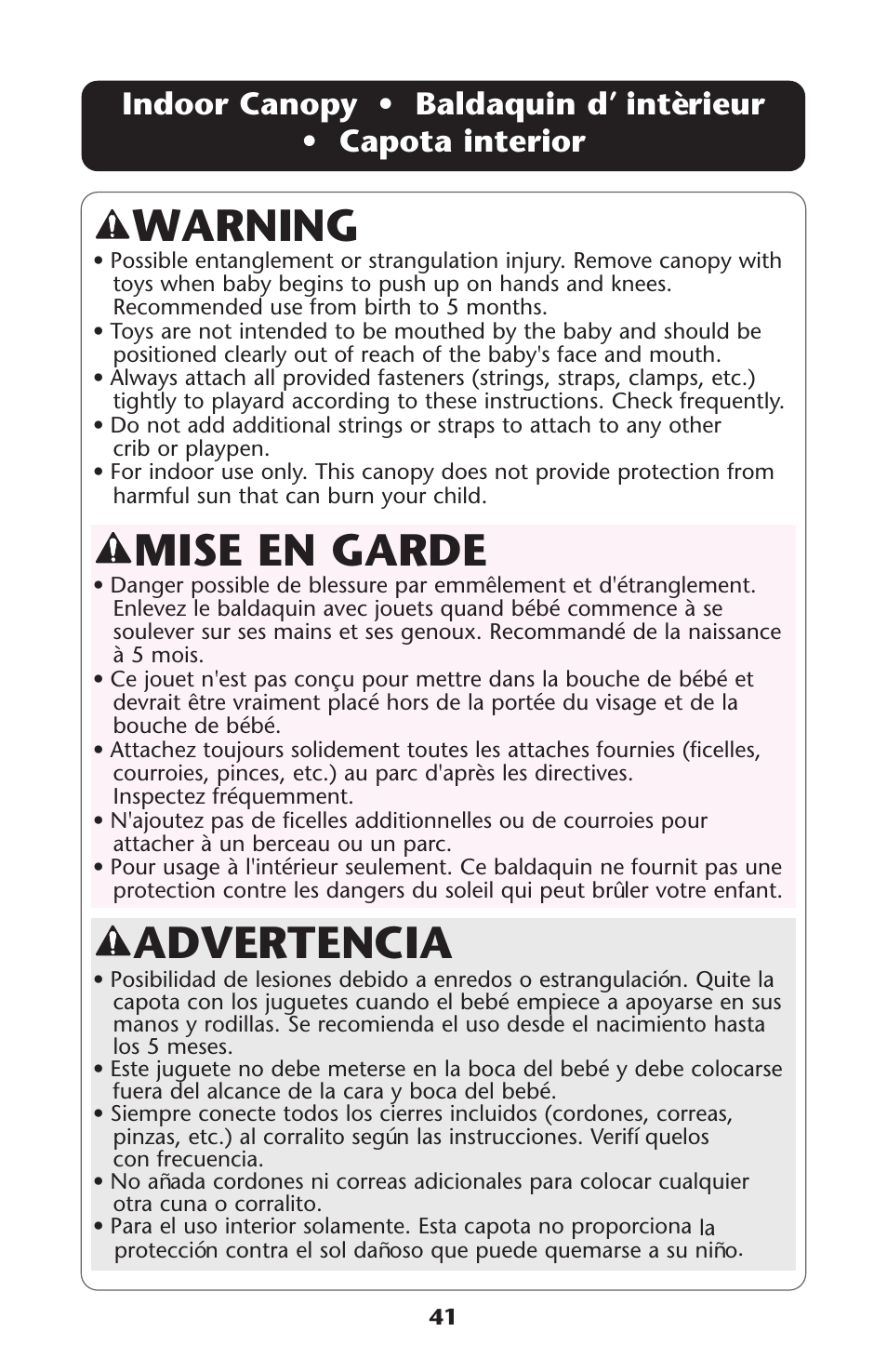 Advertencia, Mise en garde, Warning | Graco ISPP077AB User Manual | Page 41 / 49