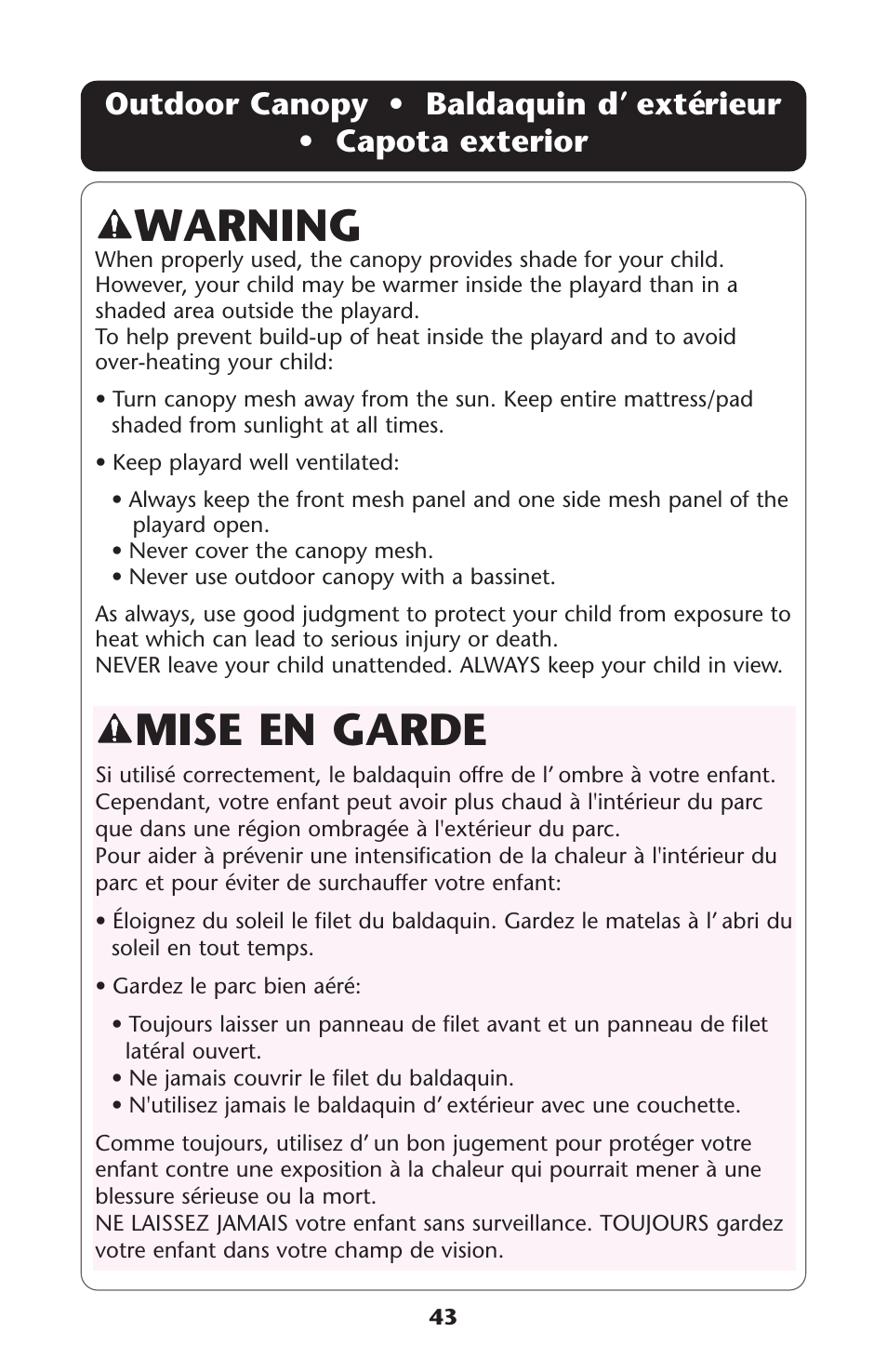 Mise en garde, Warning | Graco ISPP077AB User Manual | Page 43 / 49