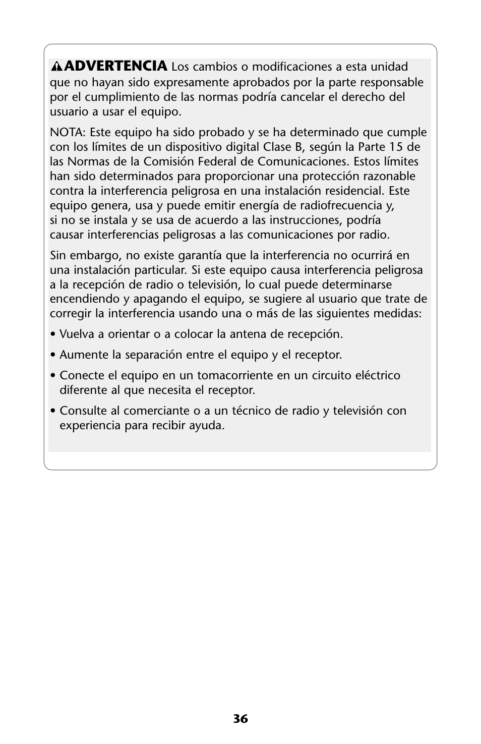Advertencia | Graco ISPJ002AB User Manual | Page 36 / 44