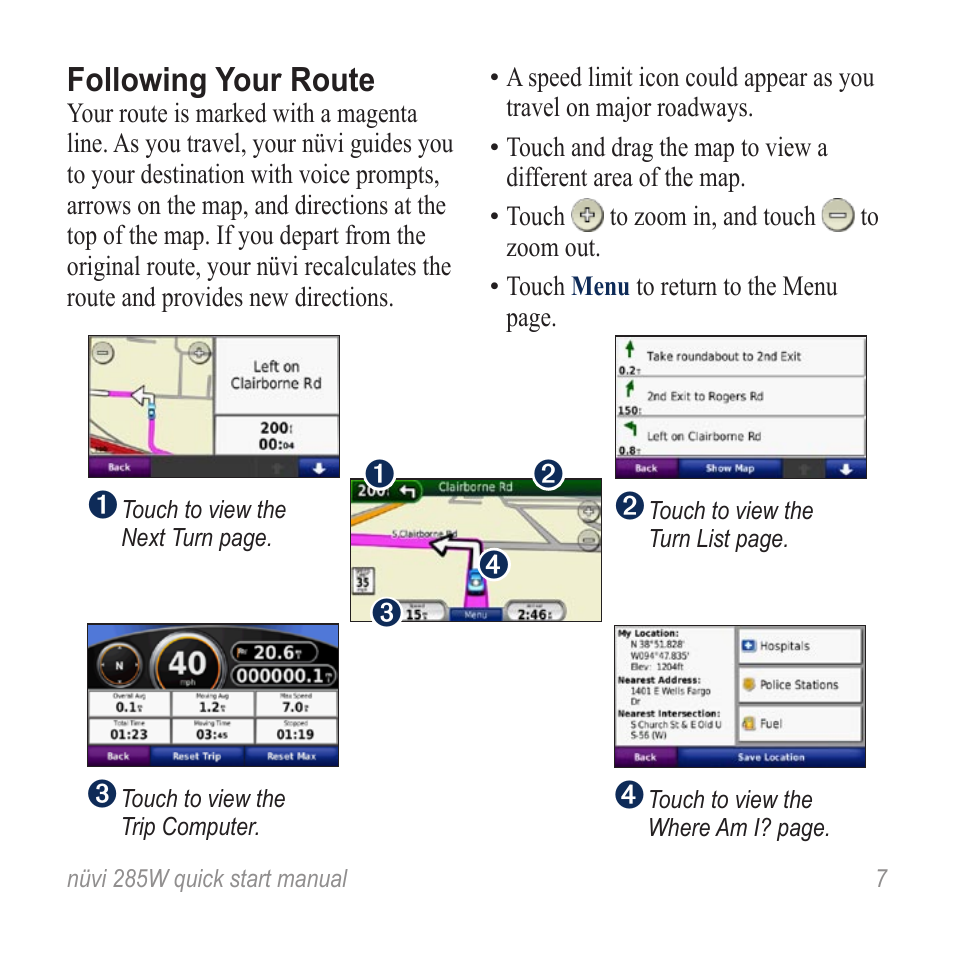 Following your route | Garmin nuvi 285W User Manual | Page 7 / 12