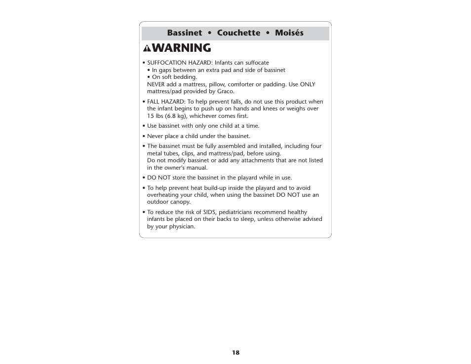 Warning | Graco ISPP045AD User Manual | Page 18 / 40