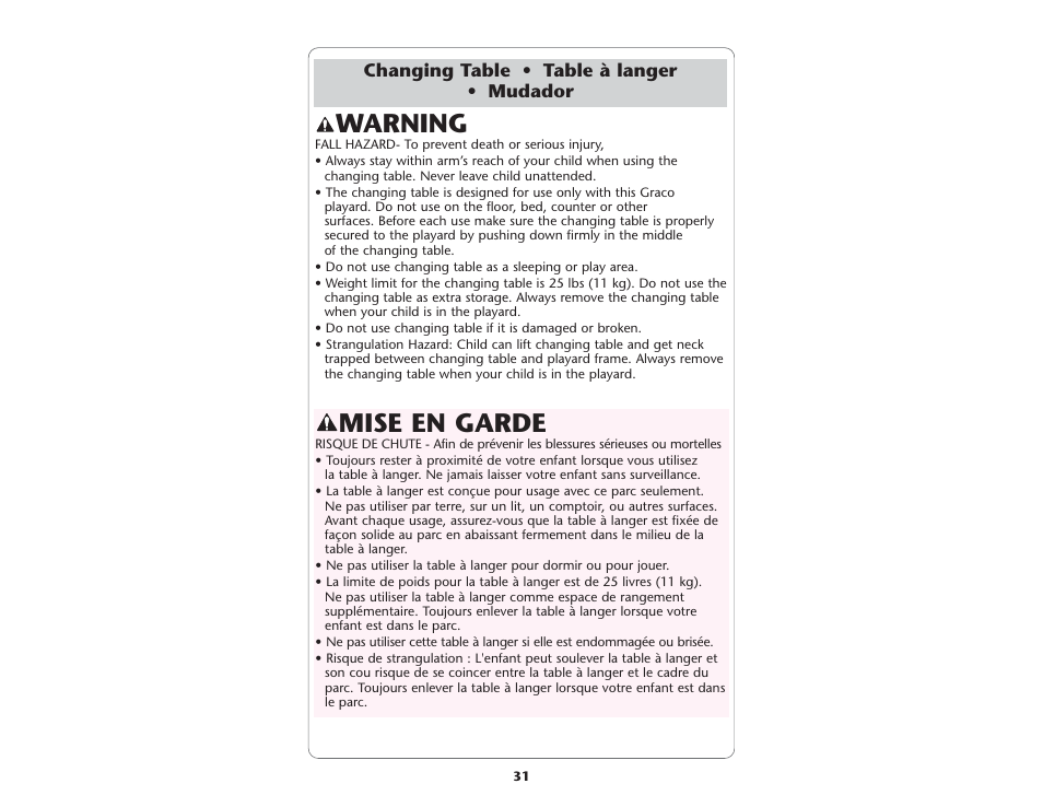 Warning, Mise en garde | Graco ISPP045AD User Manual | Page 31 / 40