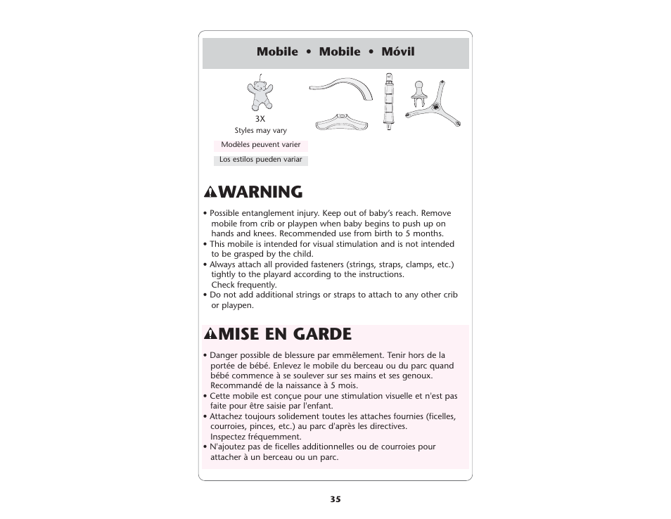 Warning, Mise en garde | Graco ISPP045AD User Manual | Page 35 / 40